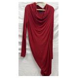 Sz: L, Donna Karan, Red Cowl Neck Dress