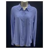 Sz M Equipment Femme Long-Sleeve Silk Shirt
