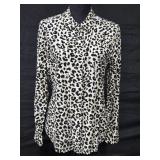 Sz Med Equipment Femme Silk Leopard Print LS Shirt