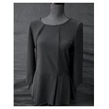 Sz M Boston Proper Black Peplum Blouse with 3/4