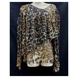 Sz 8 Robert Rodriguez Silk Leopard Print Blouse