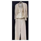 Sz: 10, Oscar, Cream 3 Piece Pantsuit Set
