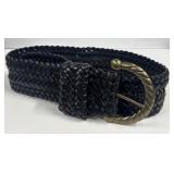 Black Club Monaco Leather Wide Belt
