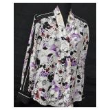 BCBG MaxAzria Mixed Print Blouse w/Front Tie