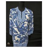 Sz Med Tommy Bahama Blue White Linen Tunic