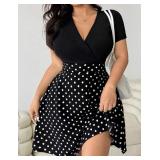 NWOT Sz 14 XL Solflare Polka Dot Patchwork Dress