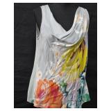 Sz Med Light Gray Anthropolgie Hype Silk Floral
