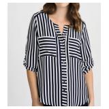 Sz 8 Joseph Ribkoff Midnight Blue/Vanilla Blouse