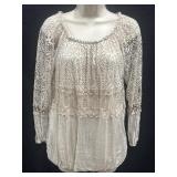 NWT Sz L Joseph Ribkoff Ivory Lace Overlay Blouse