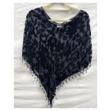 White House Black Market Beaded Floral Poncho