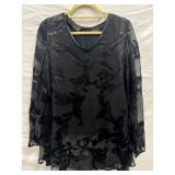 Sz:M, Escapades, Black Floral Blouse