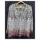 Sz: M, Bohemian Print Peasant Blouse