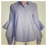 Sz M BCBGMAXAZRIA Thelma Striped Ruffle Sleeve