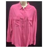 Sz M Equipment Femme Shirt Fuchsia Silk Button Up