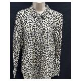 Sz M Equipment Femme Silk Leopard Print Blouse