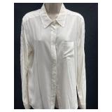 Sz L Equipment Femme Silk Eyelet Blouse Cut Out