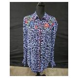 Sz Small Kady B Purple Leopard Print Button-down