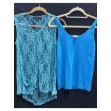 (2) Sz M Teal Tank & Sleeveless Lace Top