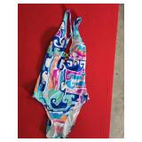Sz 10 Trina Turk Venus Plunge One-Piece Swimsuit