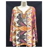 Sz M Kay Celine Tribal Priint Beaded Blouse