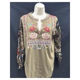 Sz S John Mark Embroidered Blouse