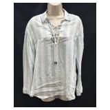 Sz M Rails Lace Up Front Blouse