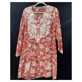 Sz: M, Pink Embroidered Beach Dress