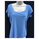 Sz L Elie Tahari Blue Short Sleeve Top