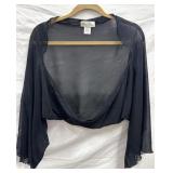 Sz: S, Elana Kattan, Black Sheer Cropped Poncho