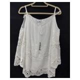 Sz: 10, Joseph Ribboff, White Embroidered Top