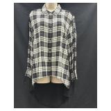 Sz L Buffalo Plaid Button Up Shirt w/ Sheer Back