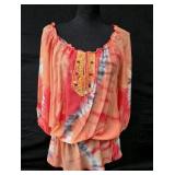 Sz Med Hale Bob Boho Tunic Blouse Featuring a