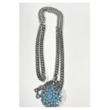 Silver Tone Turquoise Chain Belt