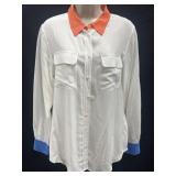 Sz M Equipment Femme White Silk Blouse