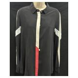 Sz M Equipment Femme Silk Blouse Black White