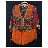 Sz: 10, Joseph Ribkoff, V Neck Blouse Boho Print