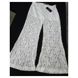 NWT Sz Large Ark & Co. White Lace Flare Pants