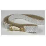 Sz S Scaly Texture Belt W/a White Enameled Dragon