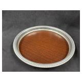 Vintage Tray Aluminum Faux Wood Center