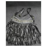 Black Leather Fringe Purse