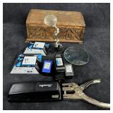 Carved Wooden Box, HP Ink Cartridges & More