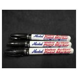 (3) Markal (Black) Valve Action Paint Marker