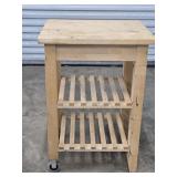 23.5x13.5x19.5 Solid Wood Cart w/Front Wheels