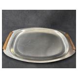 Stainless Steel Tray, Teak Wood Handles