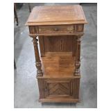 Antique French Oak Nightstand Features Turned