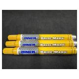 (3) DYKEM Paint Markers Yellow Brite Mark