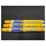(3) DYKEM Paint Markers Yellow Brite Mark