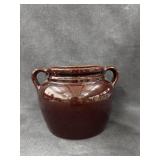 Vintage Pottery Double Handle Jar, Missing Lid