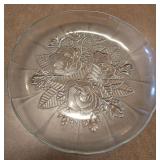 12.5" Glass Rose Pattern Serving Plate