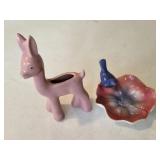 Pink Shawnee Pottery Deer Planter & Royal Copley